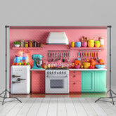 Lofaris Pink Kitchen Display Portrait Photo Backdrop
